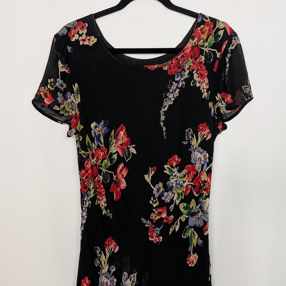 Vintage Eva Blue Floral Maxi Dress Beaded - Picture 3 of 11